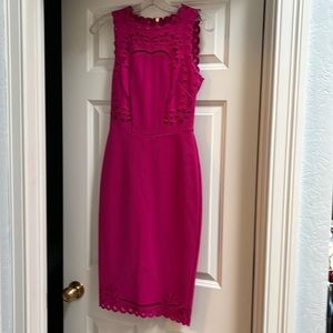 TED BAKER Verita Cut Out Yoke Sheath Dress Fuschia